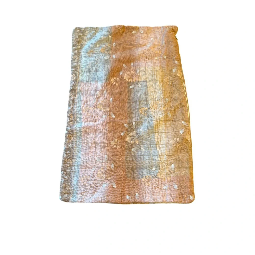 Pillow Cover Terracotta Kantha Stitch Floral Boho Patchwork Sham